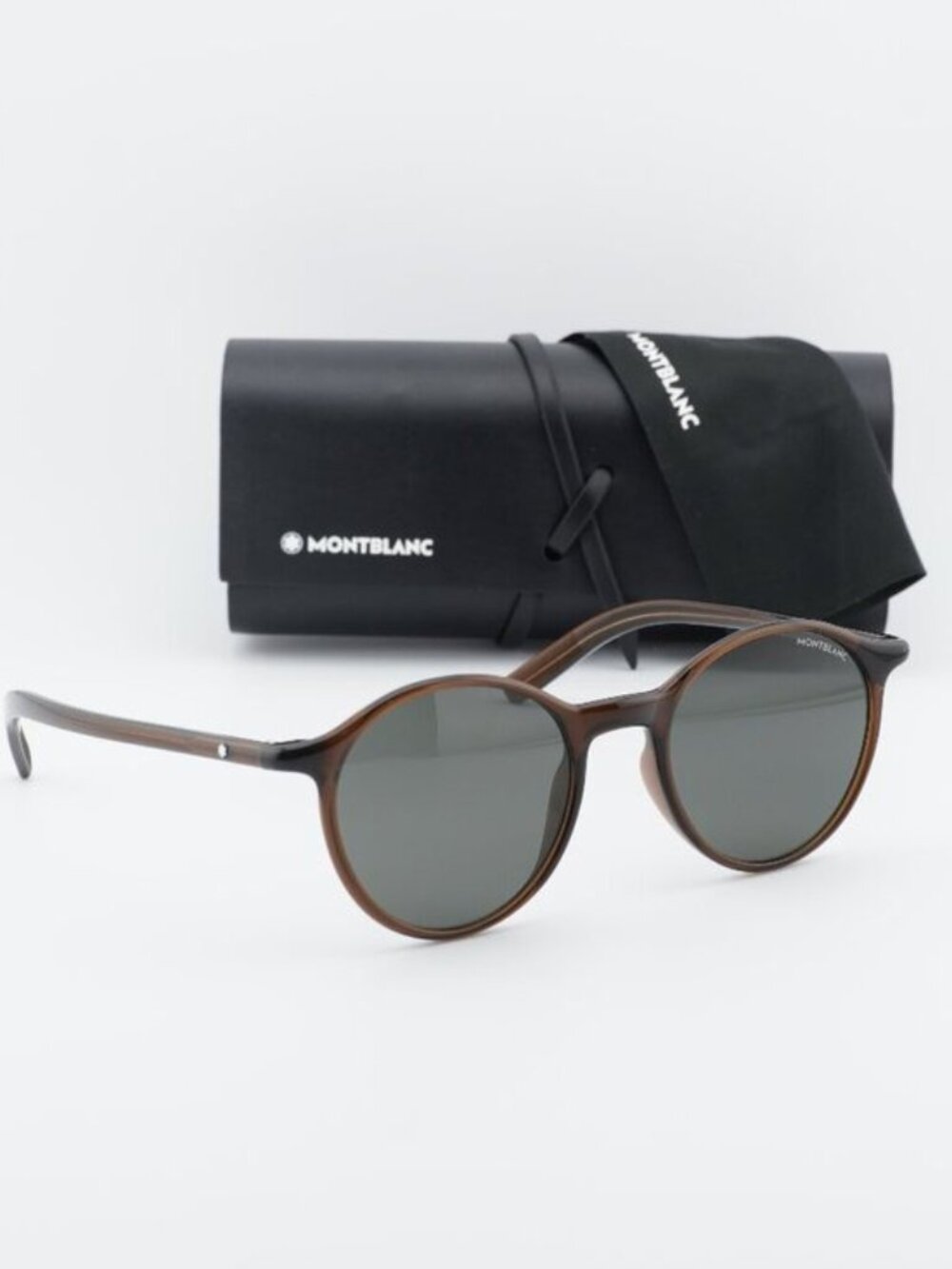 Montblanc MB0324S 002 Round Sunglasses - Brown / Grey